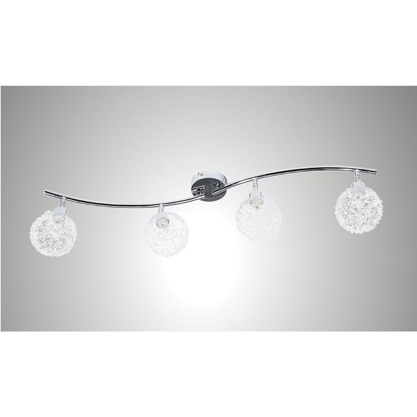 TRANGO LED Deckenstrahler, 4-flammig 1002-48 LED Deckenleuchte Chromoptik Serie *AMELIA* inkl. 4x G9 LED Leuchtmittel 3.000K warmweiße Lichtfarbe Badleuchte, Fl