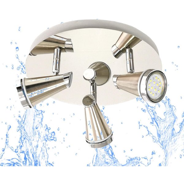 TRANGO LED Deckenstrahler, 3-flammig 1009-32R LED Badleuchte IP44 WET in Rondell, Bad Deckenleuchte in Nickel matt & Chrom, Flurlampe, WC Lampe, Deckenlampe, De