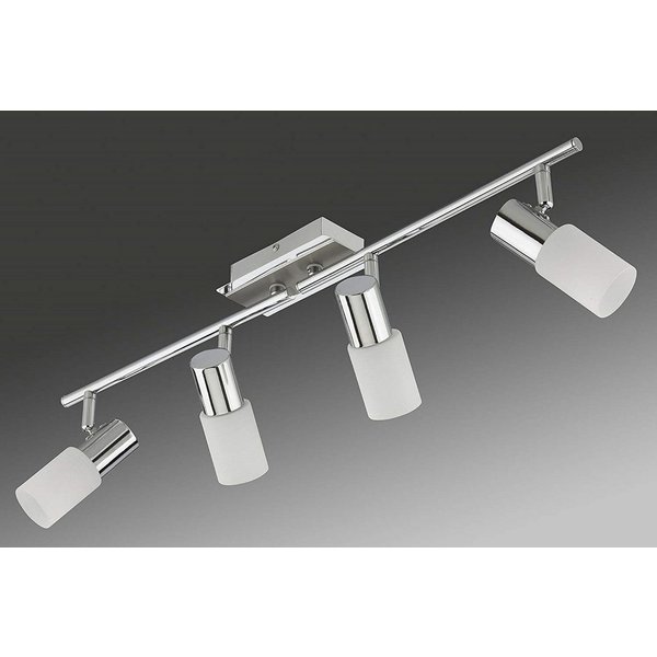 TRANGO LED Deckenstrahler, 4-flammig 2007-48 LED Deckenleuchte Chrom-Optik & Aluminium gebürstet GRACE inkl. 4x G9 LED Leuchtmittel 3.000K warmweiße Lichtfarbe 