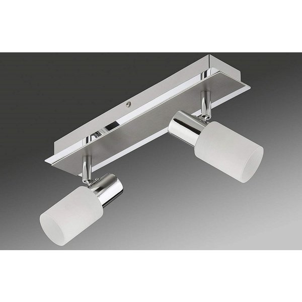 TRANGO LED Deckenstrahler, 2-flammig 2007-28 LED Deckenleuchte Chrom-Optik & Aluminium gebürstet Serie GRACE inkl. 2x G9 LED Leuchtmittel 3.000K warmweiße Licht