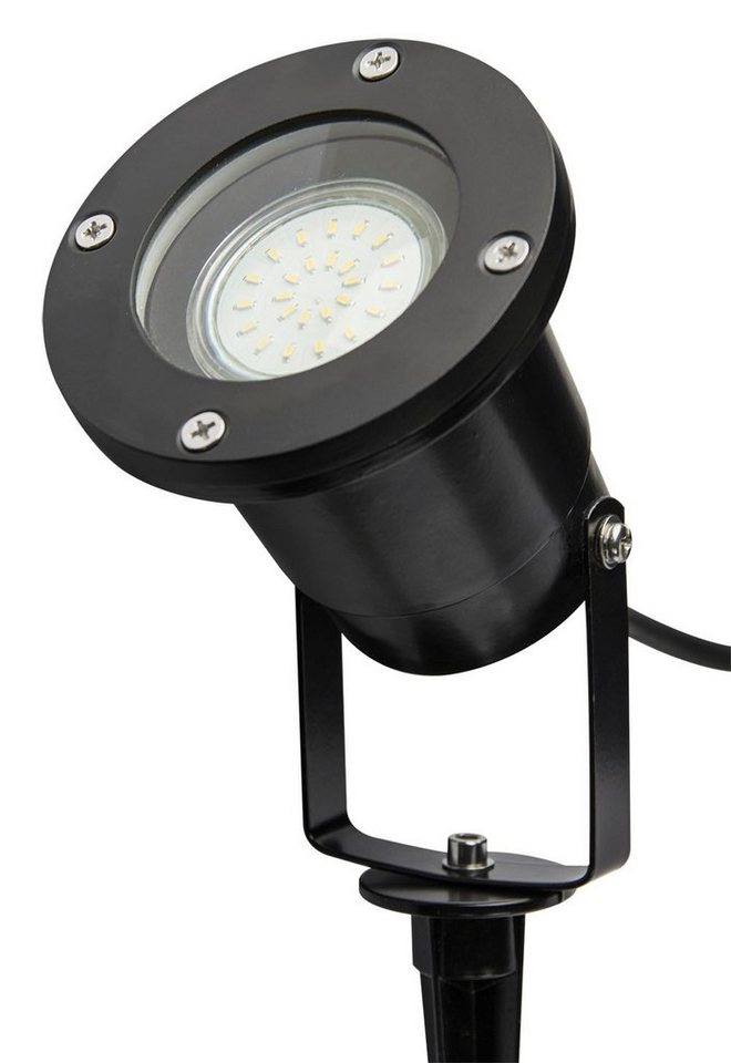 TRANGO LED Gartenstrahler, 2-flammig 3074B Strahler IP65 Außenleuchte *ELLA* inkl. 2x 3 Watt GU10 LED Leuchtmittel – 3000K warmweiß & 2 Meter Zuleitungskabel +1 – Bild 4 von 5