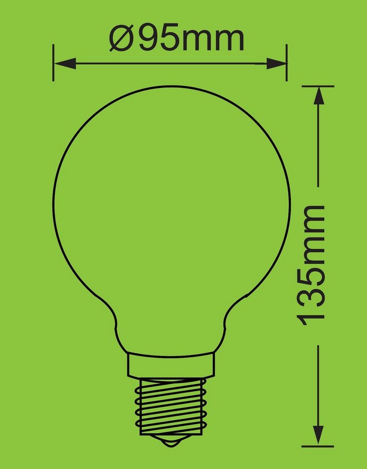 TRANGO LED-Leuchtmittel, 2er Pack E27003-2 LED Filament Lampe Leuchtmittel mit E27 Fassung G95, 2500 Kelvin warmweiß Gold farbig 4 Watt, 400 Lumen, Amber Vintag – Bild 2 von 5