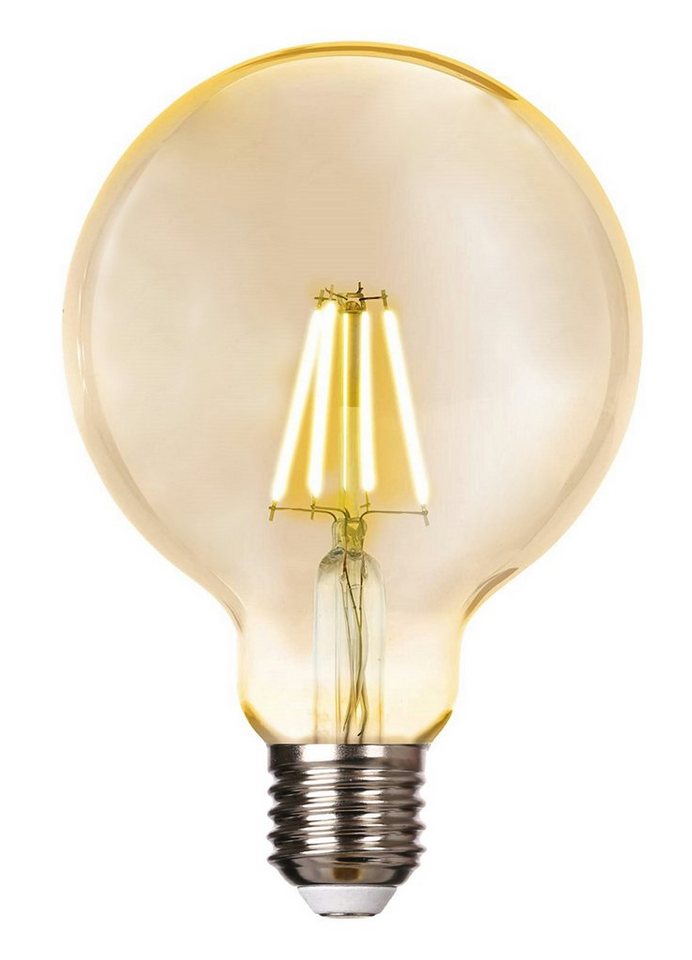TRANGO LED-Leuchtmittel, 2er Pack E27003-2 LED Filament Lampe Leuchtmittel mit E27 Fassung G95, 2500 Kelvin warmweiß Gold farbig 4 Watt, 400 Lumen, Amber Vintag – Bild 3 von 5