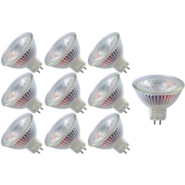 TRANGO LED-Leuchtmittel, 10er Set MR16-NT3 LED Leuchtmittel mit MR16 Fassung zum Austausch von herkömmlichen Halogen Leuchtmittel MR16 I GU5.3 I G4 12 Volt 3000
