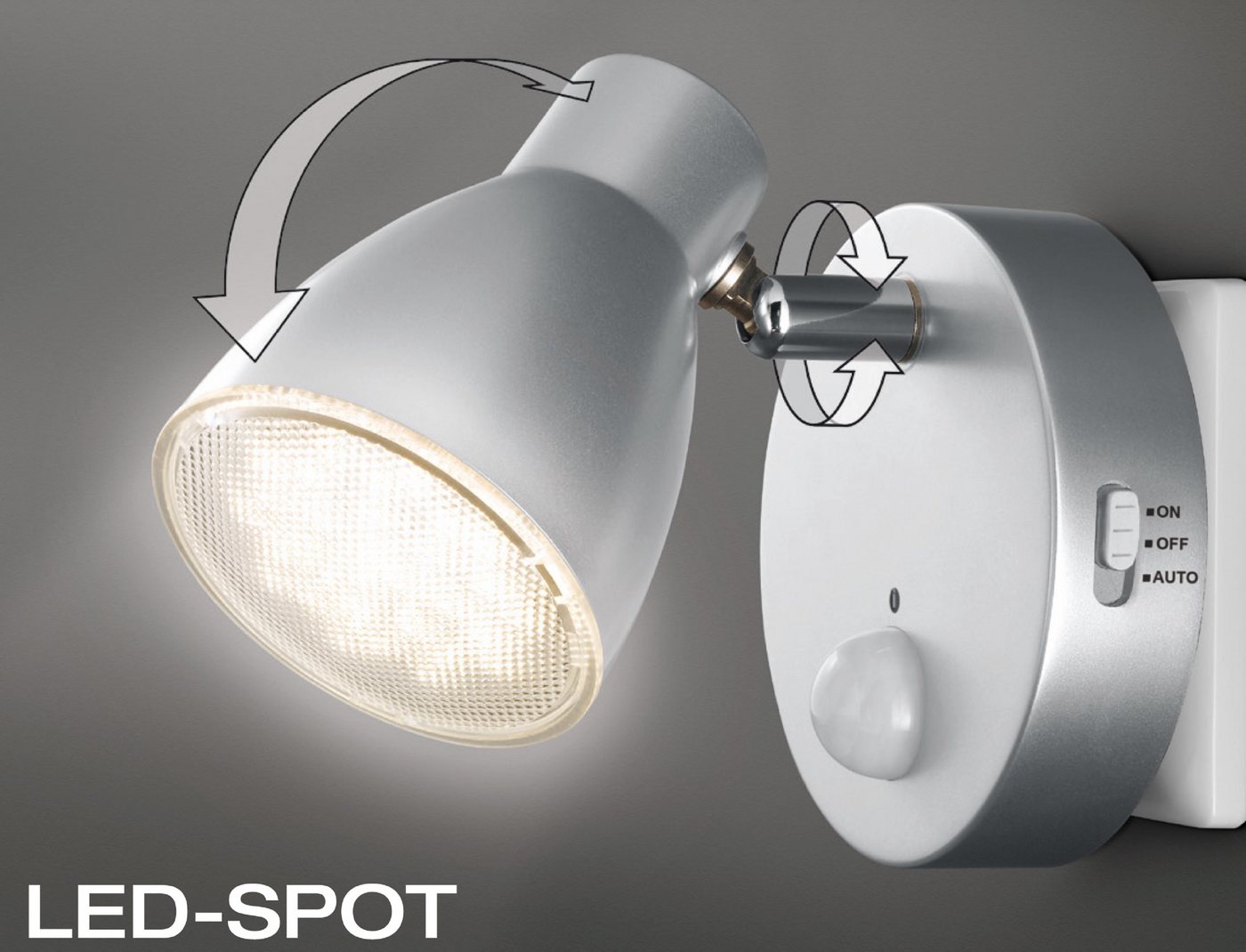 TRANGO LED Nachtlicht, 2635-015 LED Sensor Nachtlicht *MILO* mit Bewegungssensor & Automatikfunktion in Schwarz Sicherheitslicht direkt 230V, Steckdose Lampe, W – Bild 5 von 5