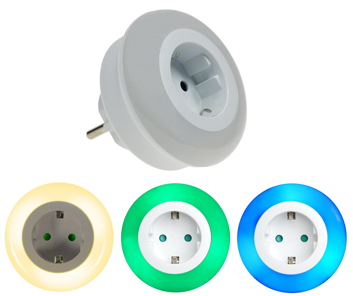 TRANGO LED Nachtlicht, Farbwechsel, 2er Set 11-253 LED Kindernachtlicht mit Steckdose *ALEX* Orientierungslicht, Nachtlampe incl. Helligkeits- Dämmerungssensor  – Bild 4 von 4