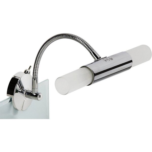 TRANGO LED Spiegelleuchte, LED wechselbar, warmweiß, 2162-028B Modern 2-flammig LED Spiegelleuchte *FLEXI* Spiegel Clip-Leuchte mit schwenkbar Flexarm in Chrom 