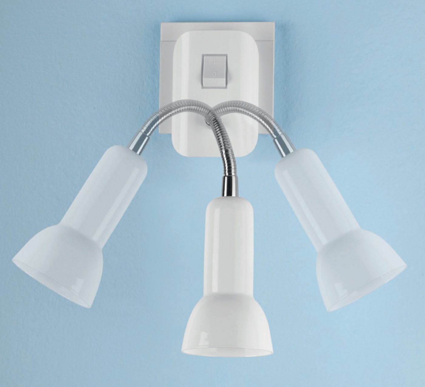 TRANGO LED Steckdosenleuchte, 11-057 LED Steckerleuchte *ANNA* Wandleuchte, Leselampe, Küchenlampe, Nachtlicht in Nickel matt inkl. 1x 5 Watt E14 LED Leuchtmitt – Bild 4 von 4
