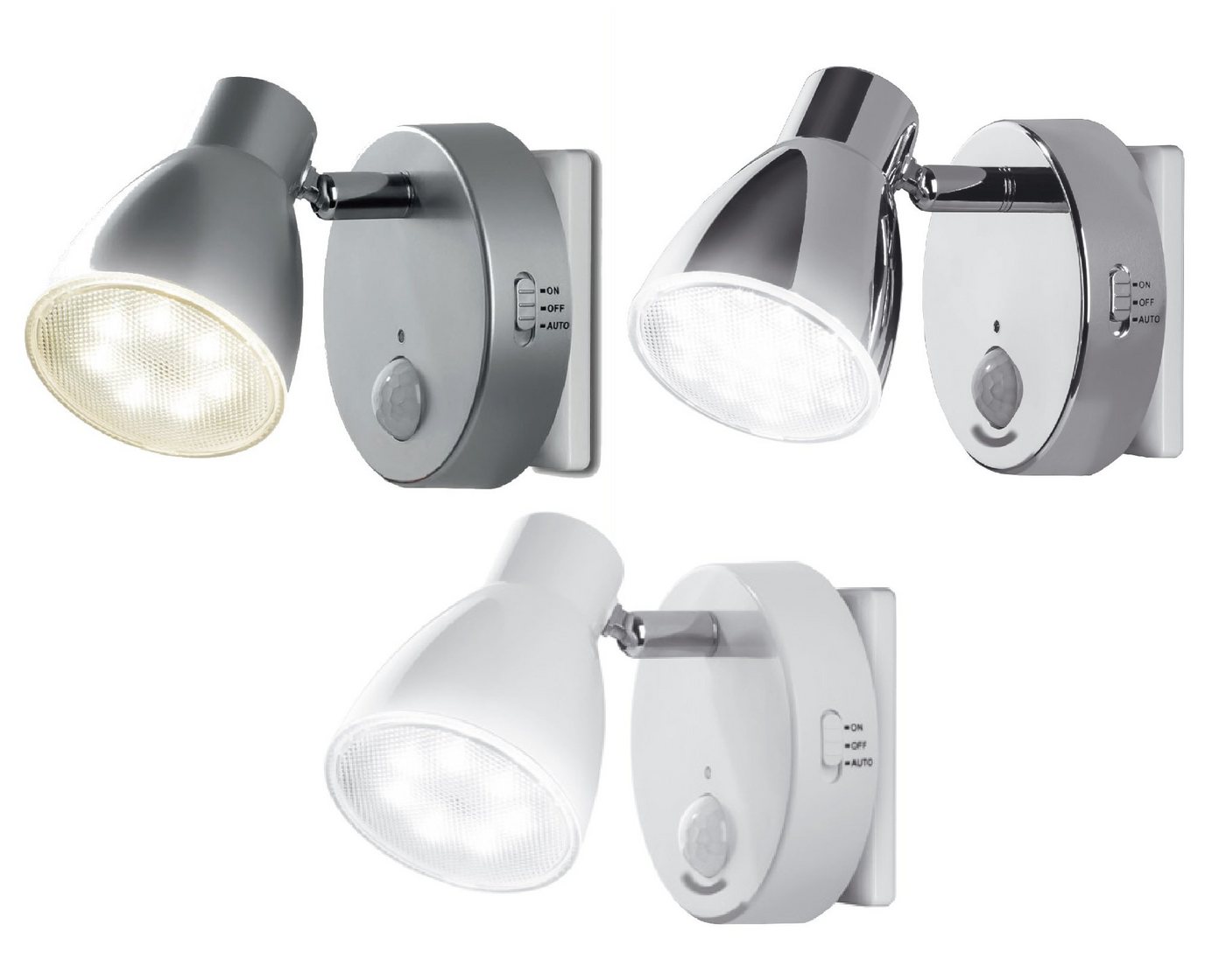 TRANGO LED Steckdosenleuchte, 2er Set 2635-028 LED Sensor Nachtlicht *MILO* mit Bewegungssensor & Automatikfunktion in Chrom Sicherheitslicht 230V Steckdosenlam – Bild 3 von 5