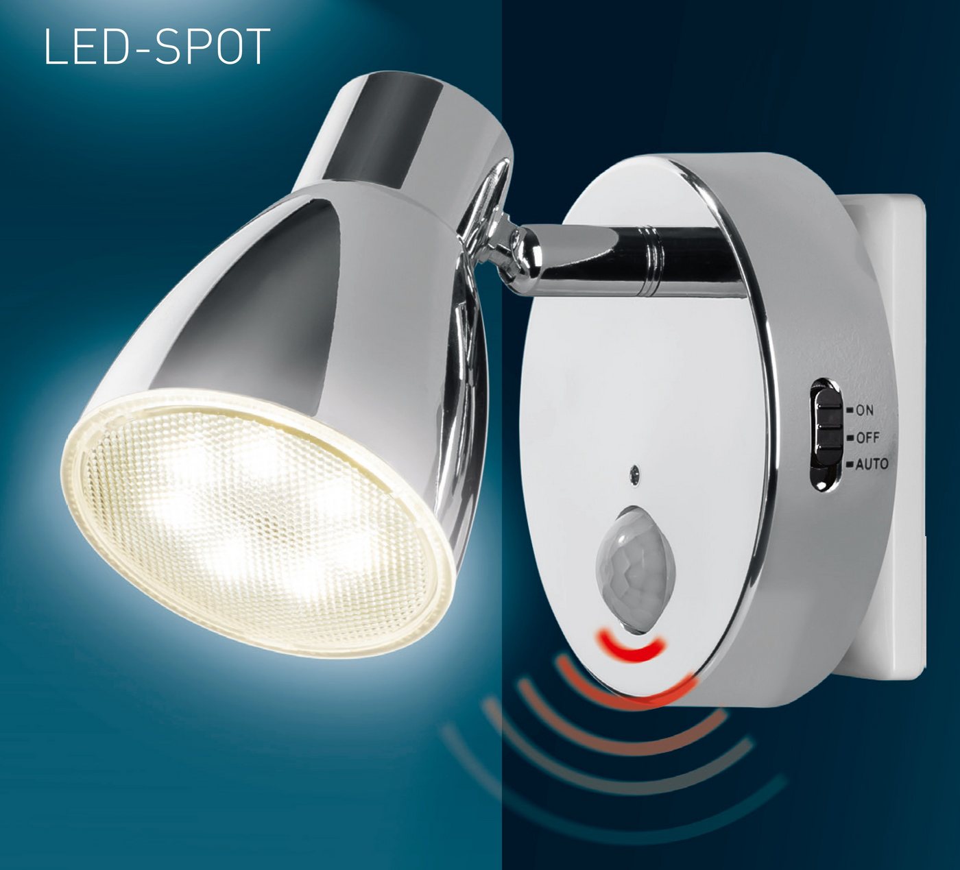 TRANGO LED Steckdosenleuchte, 2er Set 2635-028 LED Sensor Nachtlicht *MILO* mit Bewegungssensor & Automatikfunktion in Chrom Sicherheitslicht 230V Steckdosenlam – Bild 4 von 5
