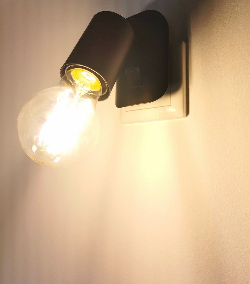 TRANGO LED Steckdosenleuchte, 11-059 LED Steckerleuchte inkl. 1x 8 Watt 3000K warmweiß E27 LED Leuchtmittel in Schwarz matt *ANNA*, Wandleuchte, Leselampe, Küch – Bild 2 von 5