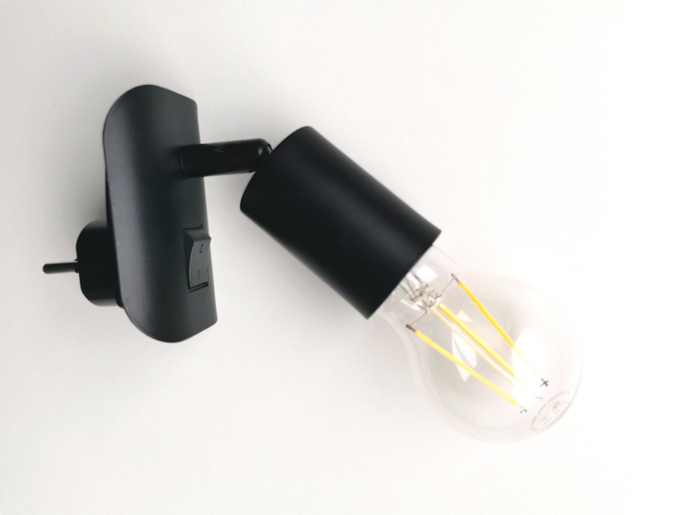 TRANGO LED Steckdosenleuchte, 11-059 LED Steckerleuchte inkl. 1x 8 Watt 3000K warmweiß E27 LED Leuchtmittel in Schwarz matt *ANNA*, Wandleuchte, Leselampe, Küch – Bild 5 von 5