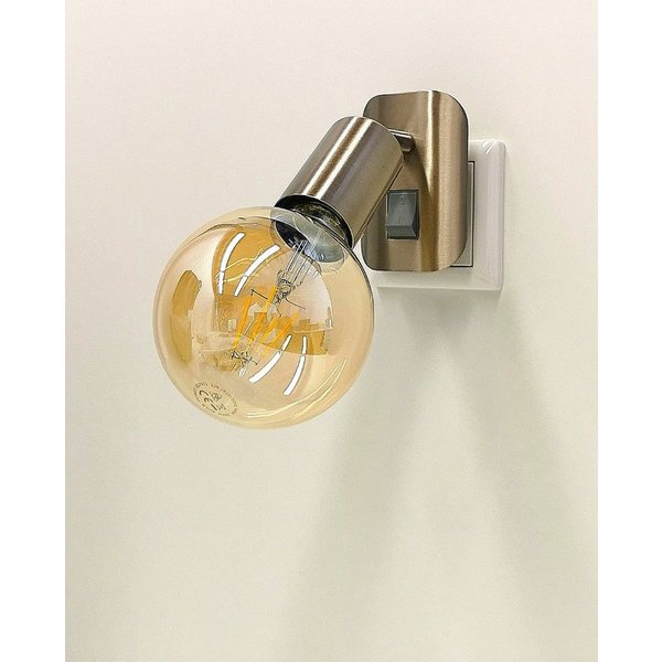 TRANGO LED Steckdosenleuchte, 11-060A LED-Steckerleuchte in Nickel matt inkl. 1x 4 Watt 2500K Gold warmweiß E27 LED Leuchtmittel *ANNA* Wandleuchte, Leselampe, 