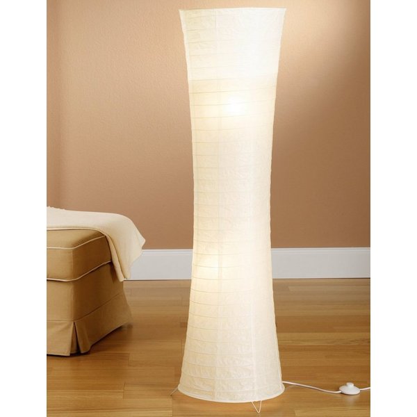 TRANGO LED Stehlampe, 1229L Design LED Reispapier Stehlampe *SWISS* Reispapierlampe *HANDMADE* Stehleuchte mit weißem Lampenschirm inkl. 2x E14 LED Leuchtmittel