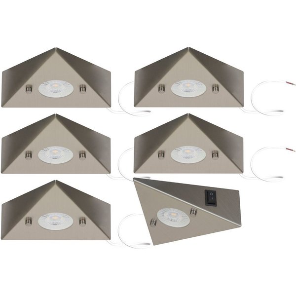 TRANGO LED Unterbauleuchte, 6er Set 6739-62 LED-Küchenunterbauleuchte *COOK* LED Einbauleuchte - Einbaustrahler aus Edelstahl inkl. 6x 4.8 Watt LED Modul 3000K 