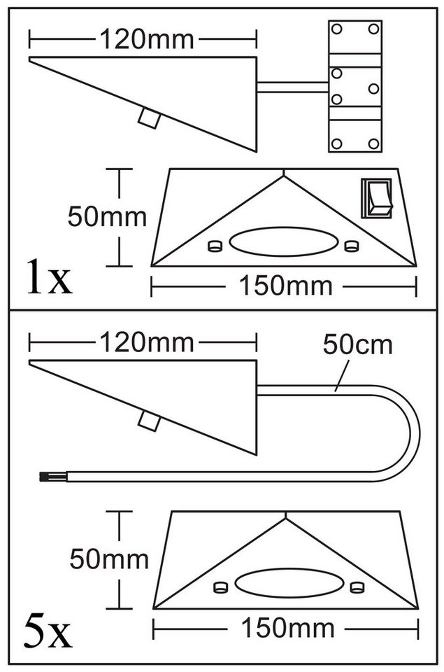 TRANGO LED Unterbauleuchte, 6er Set 6739-62 LED-Küchenunterbauleuchte *COOK* LED Einbauleuchte - Einbaustrahler aus Edelstahl inkl. 6x 4.8 Watt LED Modul 3000K  – Bild 4 von 5