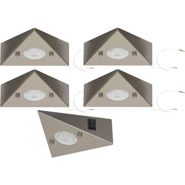 TRANGO LED Unterbauleuchte, 5er Set 6739-52 LED-Küchenunterbauleuchte *COOK* LED Einbauleuchte - Einbaustrahler aus Edelstahl inkl. 5x 4,8 Watt LED Modul 3000K 