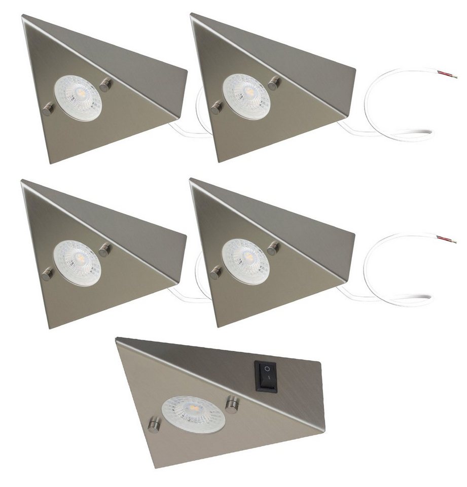 TRANGO LED Unterbauleuchte, 5er Set 6739-52 LED-Küchenunterbauleuchte *COOK* LED Einbauleuchte - Einbaustrahler aus Edelstahl inkl. 5x 4,8 Watt LED Modul 3000K  – Bild 2 von 5