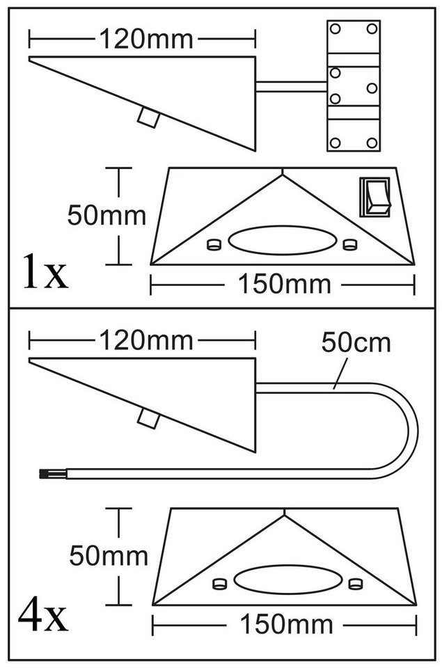 TRANGO LED Unterbauleuchte, 5er Set 6739-52 LED-Küchenunterbauleuchte *COOK* LED Einbauleuchte - Einbaustrahler aus Edelstahl inkl. 5x 4,8 Watt LED Modul 3000K  – Bild 5 von 5