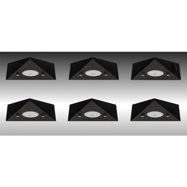 TRANGO LED Unterbauleuchte, 6er Set 6740-65 LED-Küchenunterbauleuchte aus Edelstahl in Matt-Schwarz *COOK* LED Einbauleuchte - Einbaustrahler inkl. 6x 4,8 Watt 