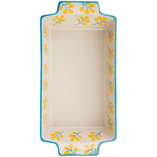 Tranquillo Backform Kleine Steinzeug Kuchenform FLORAL 300ml 21x10.5x4.5 cm handgestempelt, (Einzelartikel), Backform mit floralem Dekor und gleichmäßiger Wärme