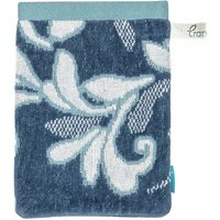 tranquillo Bio-Waschhandschuh "FLORAL" 20 x 15 cm, blue ocean