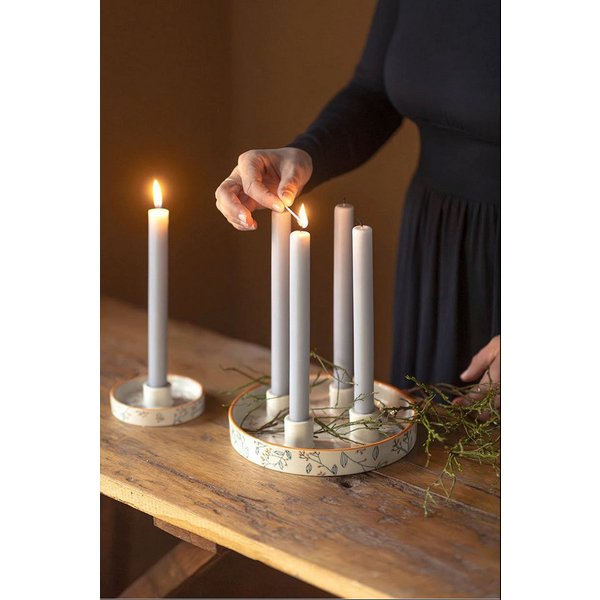 Tranquillo Kerzenhalter Steinzeug Kerzenständer ROMANTIC floral Ø22x4 cm spülmaschinengeeignet (kein Set, Einzelartikel, passend für 4 Stabkerzen), Romantischer