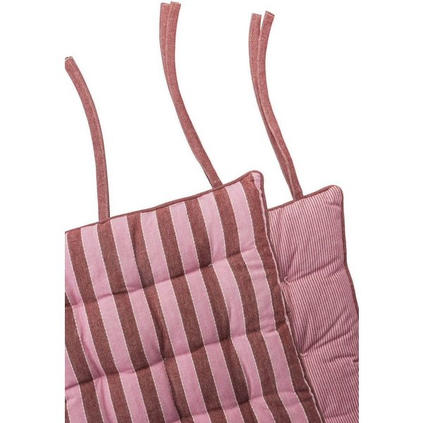 Tranquillo Sitzkissen VIVID LINES 40x40x4 cm rosa Bio-Baumwoll-Bezug Bänder zum Fixieren, Nachhaltiges Stuhlkissen aus recycelter Baumwollfüllung, formstabil
