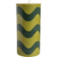 tranquillo Stumpenkerze "GLUMI WAVE" aus Stearin, Ø 7,5 cm x H 15 cm, grün