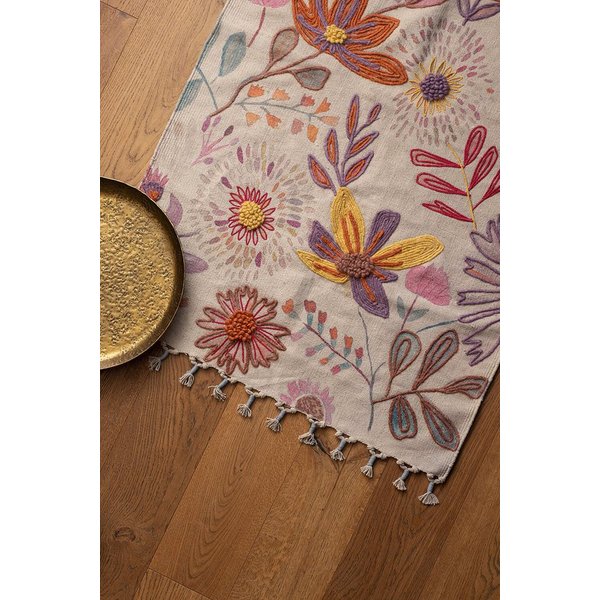 Tranquillo Teppich Baumwolle BOTANIC TWIST mit GoodWeave® Zertifizierung versch. Größen, Robust, strapazierfähig und mit farbenfrohem Blumenmuster