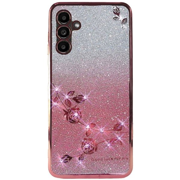 Traumhuelle Handyhülle GLITZER STRASS ROSE TPU HÜLLE Silikon Case Cover für iPhone 17, 16, 15, Samsung A17 A27 A37 A57 A16 A26 A36 A56 A15 A25 A35 A55 S26 S25 S