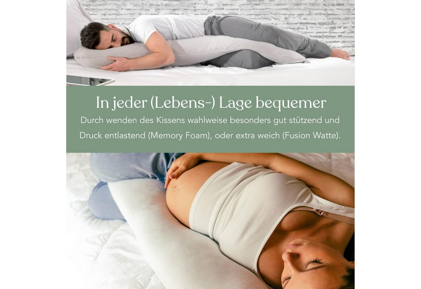 Traumreiter Seitenschläferkissen J Visco Seitenschläferkissen mit Memory Foam Support – Bild 3 von 5