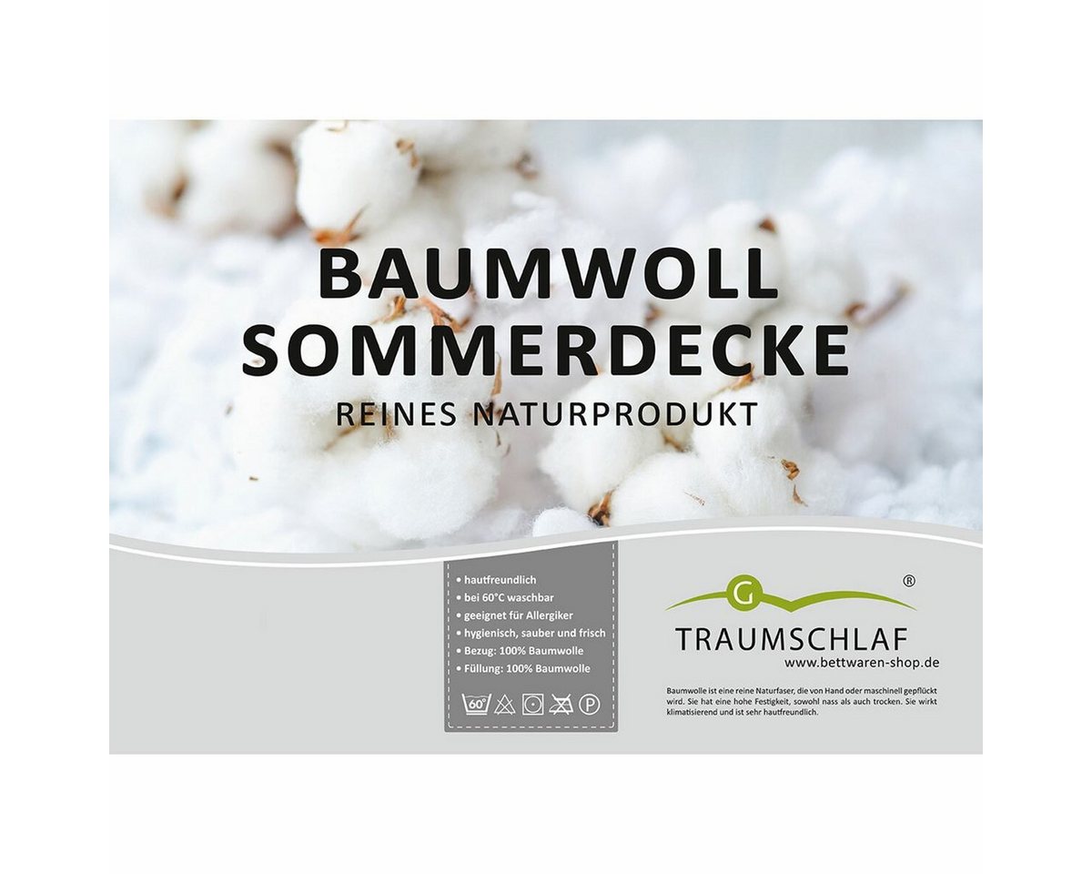 TRAUMSCHLAF Baumwollbettdecke Sommer, Füllung: 100% Baumwolle, Bezug: 100% Baumwolle, perfekte Sommerdecke aus natürlichem Material – Bild 5 von 5