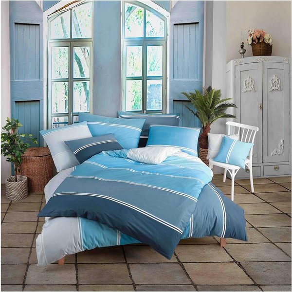 TRAUMSCHLAF Bettwäsche Aqua, Renforce, 2 teilig, gestreiftes Design auf 100% Baumwolle