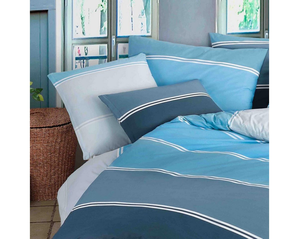 TRAUMSCHLAF Bettwäsche Aqua, Renforce, 2 teilig, gestreiftes Design auf 100% Baumwolle – Bild 2 von 4