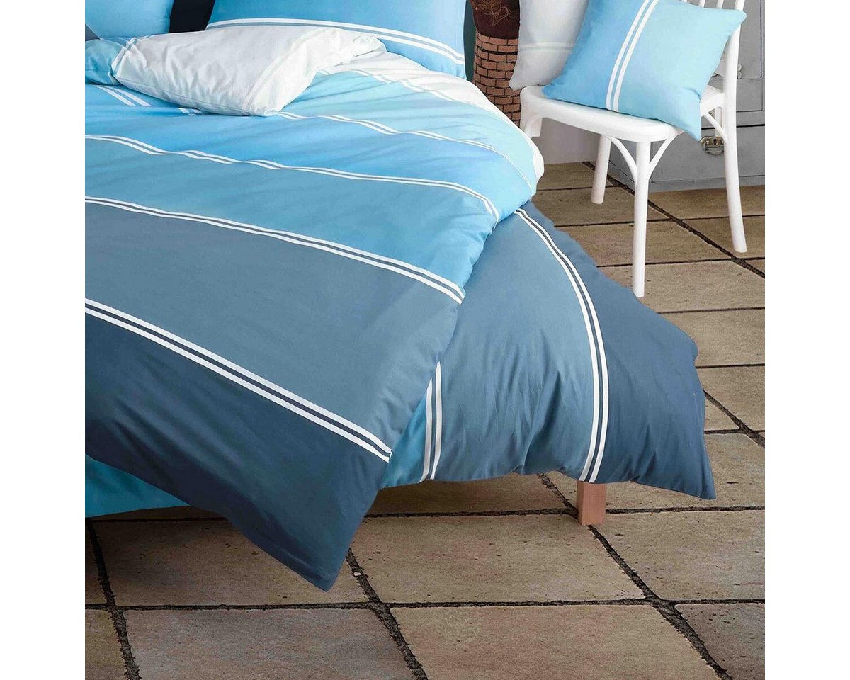 TRAUMSCHLAF Bettwäsche Aqua, Renforce, 2 teilig, gestreiftes Design auf 100% Baumwolle – Bild 3 von 4