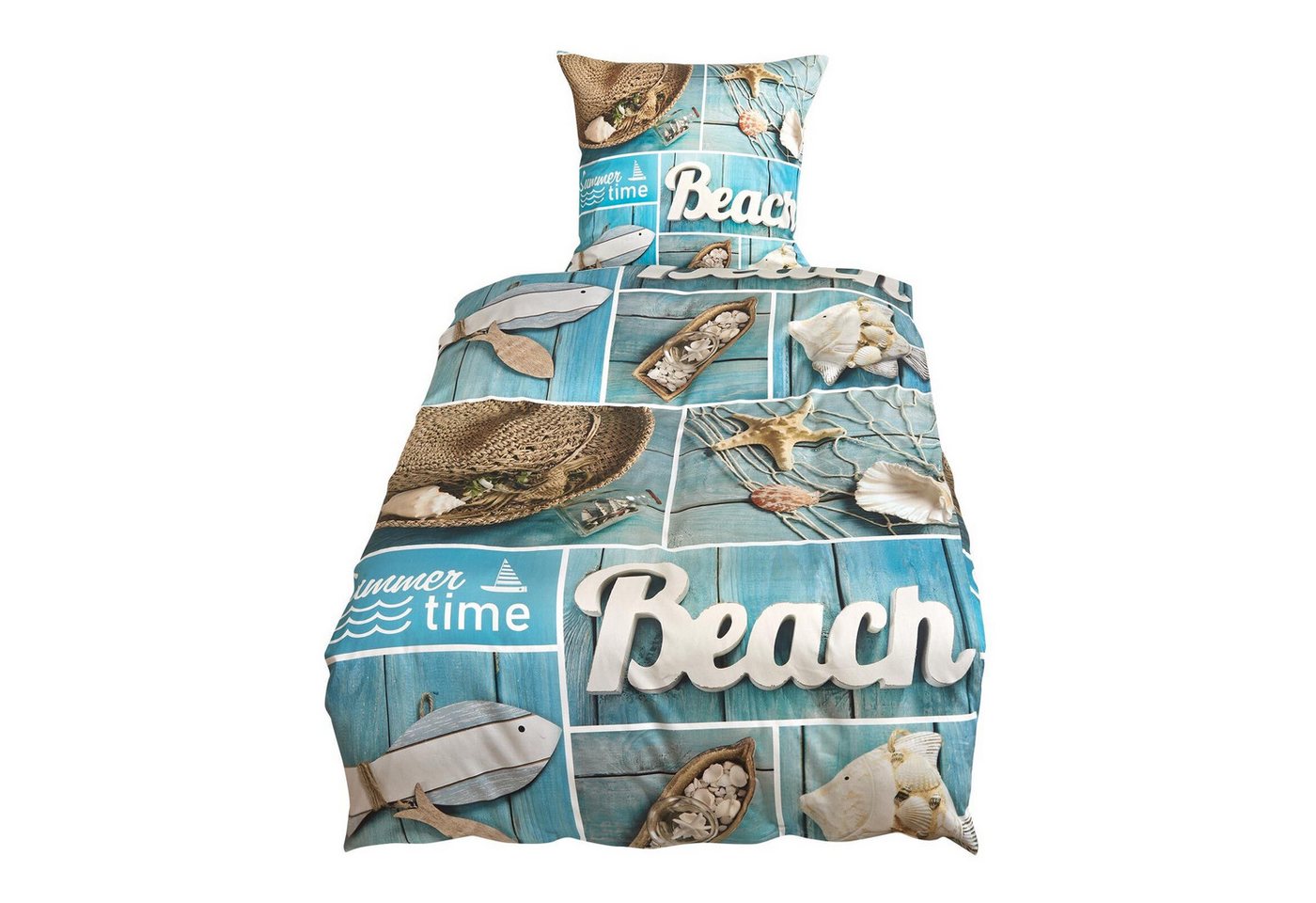TRAUMSCHLAF Bettwäsche Beach, Mako Satin, 2 teilig, sommerliches Design in einzigartiger Haptik – Bild 4 von 4