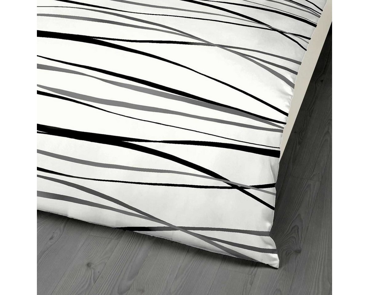 TRAUMSCHLAF Bettwäsche Bibermotion black&white, Biber, 2 teilig, warme weiche Qualität – Bild 3 von 3