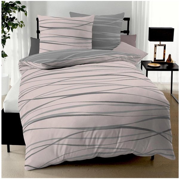 TRAUMSCHLAF Bettwäsche Bibermotion rosa, Biber, 2 teilig, warm, weich und flauschig