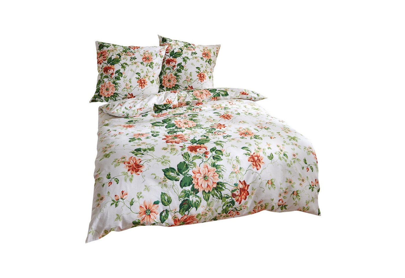TRAUMSCHLAF Bettwäsche Blumen, Flanell, 3 teilig, hochwertige Flanell Qualität – Bild 4 von 4