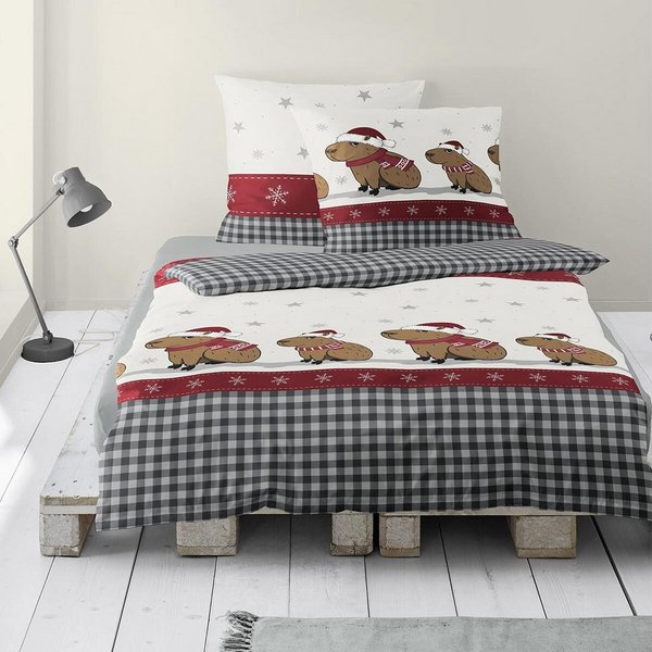 TRAUMSCHLAF Bettwäsche Capybaras, Biber, 2 teilig, Winterbettwäsche in warmer Qualität