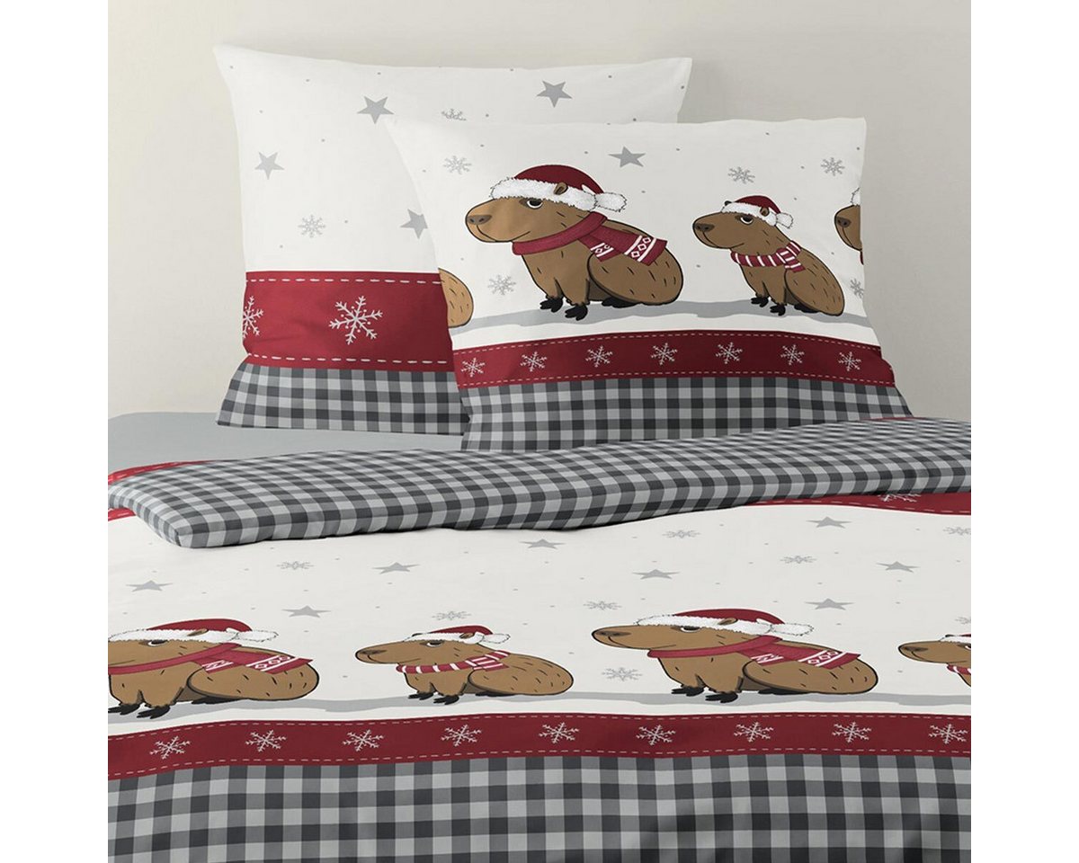 TRAUMSCHLAF Bettwäsche Capybaras, Biber, 2 teilig, Winterbettwäsche in warmer Qualität – Bild 2 von 5