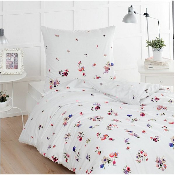 TRAUMSCHLAF Bettwäsche Claude, Mako Satin, 3 teilig, romantisches Blumendesign