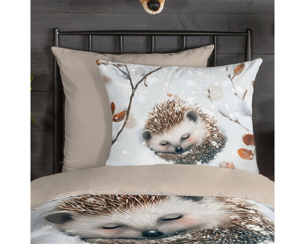 TRAUMSCHLAF Bettwäsche Igel, Flanell, 2 teilig, besonders weich und warm – Bild 2 von 4