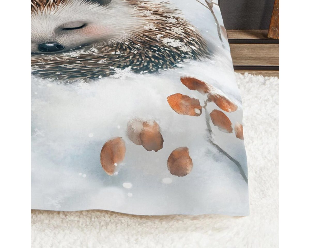 TRAUMSCHLAF Bettwäsche Igel, Flanell, 2 teilig, besonders weich und warm – Bild 3 von 4