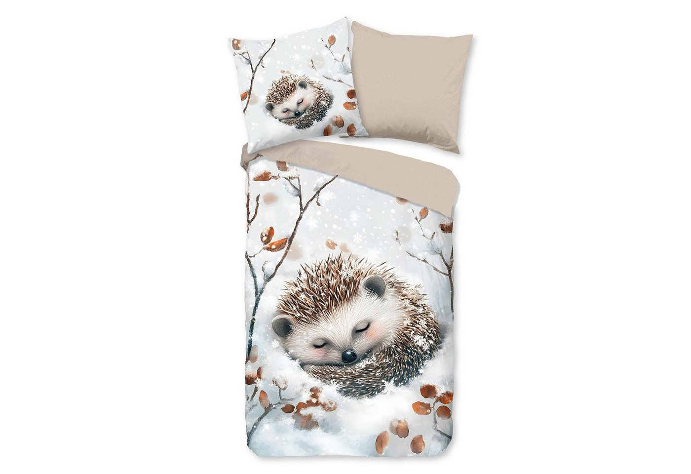 TRAUMSCHLAF Bettwäsche Igel, Flanell, 2 teilig, besonders weich und warm – Bild 4 von 4