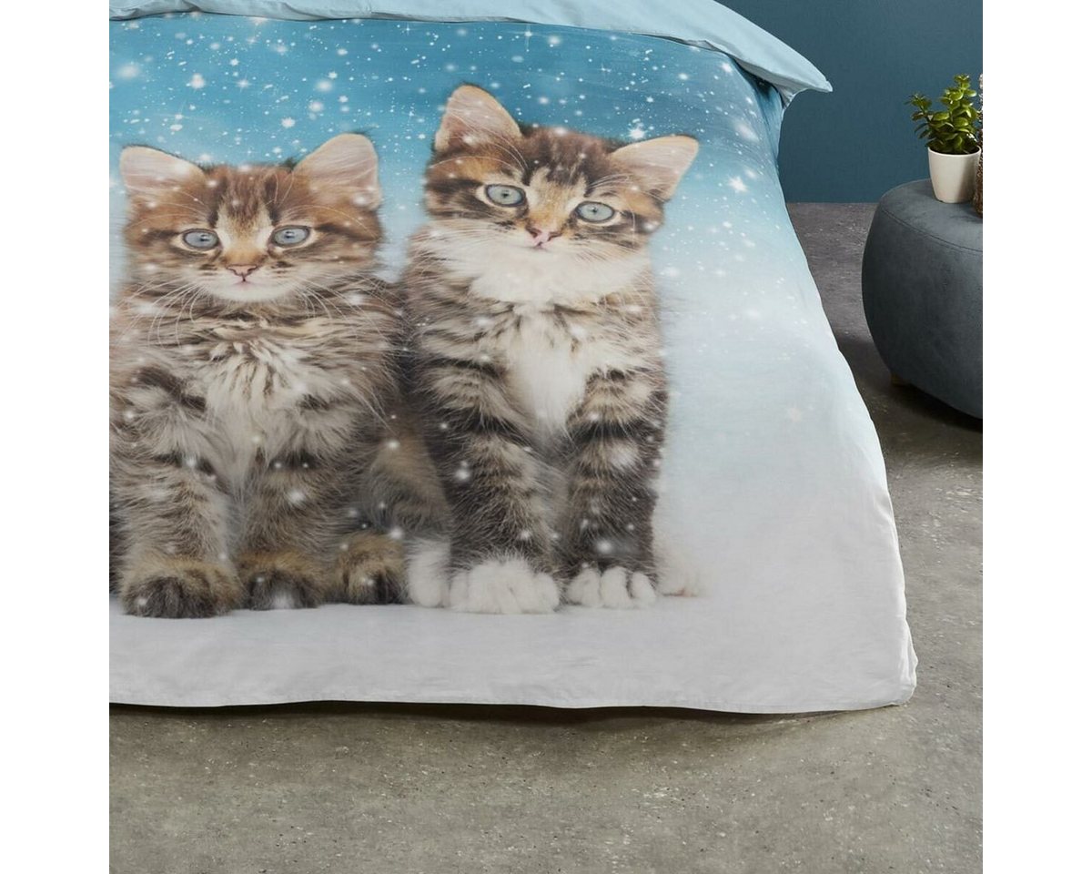 TRAUMSCHLAF Bettwäsche Katzen, Flanell, 2 teilig, weich und warm – Bild 3 von 4