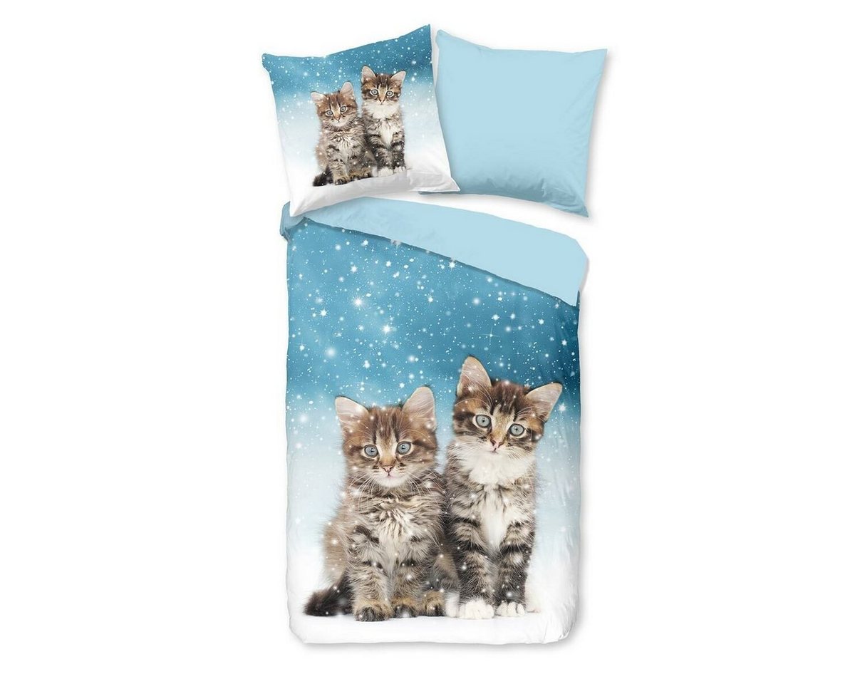 TRAUMSCHLAF Bettwäsche Katzen, Flanell, 2 teilig, weich und warm – Bild 4 von 4