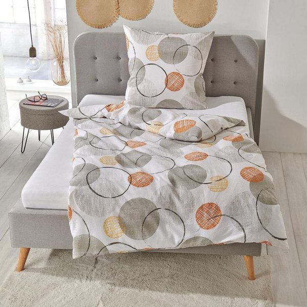 TRAUMSCHLAF Bettwäsche Kreise, Seersucker, 2 teilig, ideale Sommerbettwäsche mit verschiedenen Kreisen