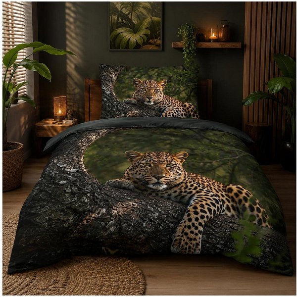 TRAUMSCHLAF Bettwäsche Leopard, Renforce, 2 teilig, herrliches Design in strapazierfähiger Qualität